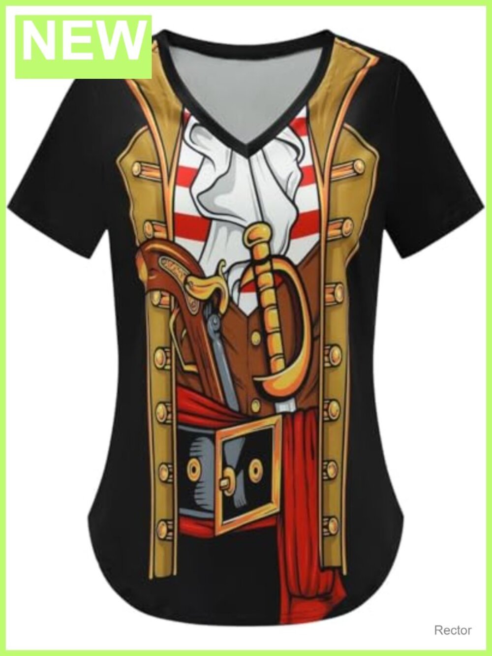 Pirate Costume Funny V-Neck Short Sleeve T-Shirt Cruise Halloween Party Tee